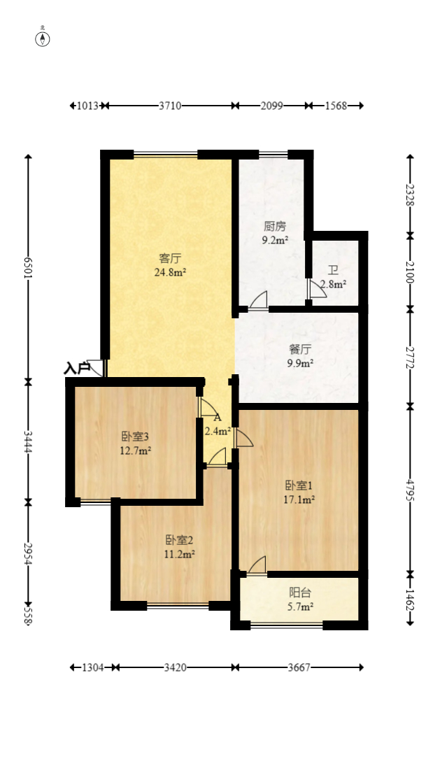 桔园小区卫技新村  3室2厅1卫    58.88万室内图1