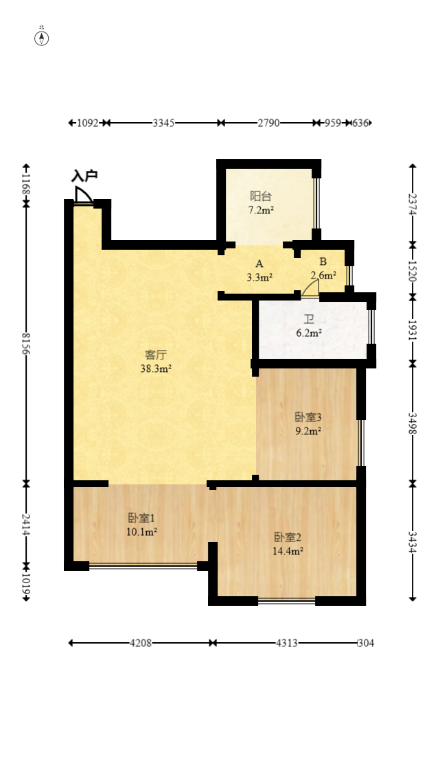 云鼎公馆 2室2厅1卫 77.0万 云鼎公馆 2室2厅1卫 77.0万户型图