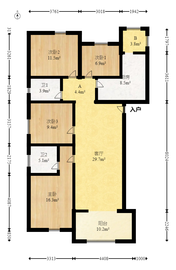 MOMA当代广场  4室2厅2卫    119.98万室内图1