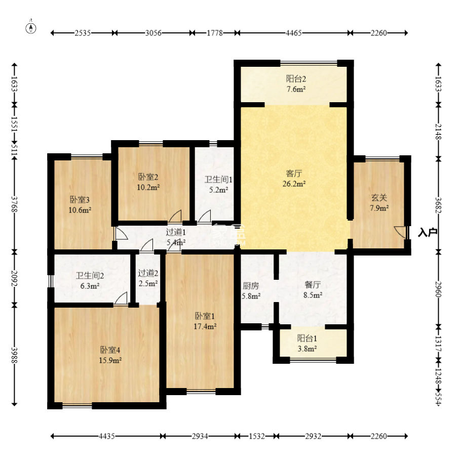 勤诚达境界城  4室2厅2卫    178.0万
