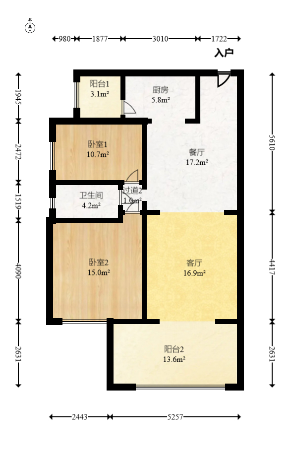 时代倾城三期 2室2厅1卫 71.0万 时代倾城三期 2室2厅1卫 71.0万户型图