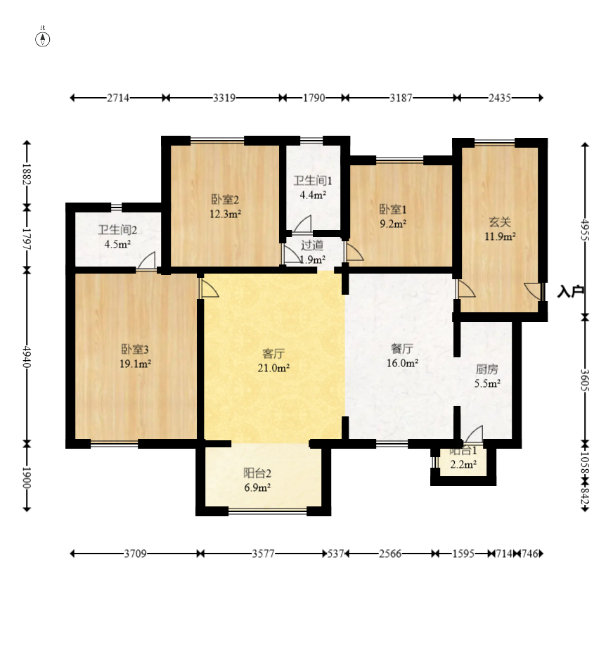 时代倾城五期 4室2厅2卫 110.0万 时代倾城五期 4室2厅2卫 110.0万户型图