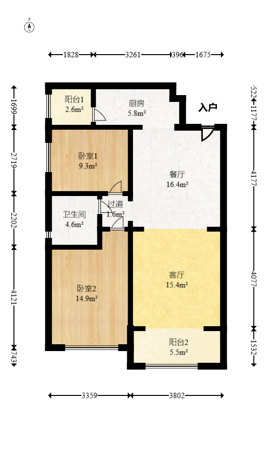 恒大名都 2室1厅1卫 55.0万 恒大名都 2室1厅1卫 55.0万户型图
