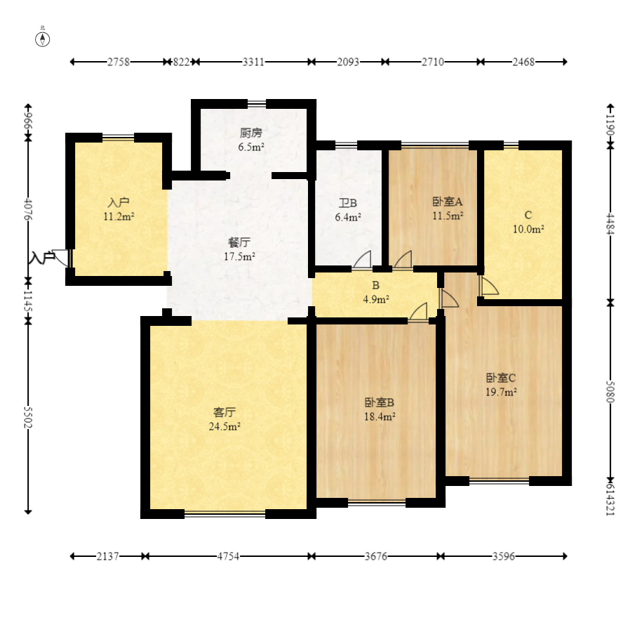 嘉华城（一期）  3室2厅2卫    133.0万室内图1