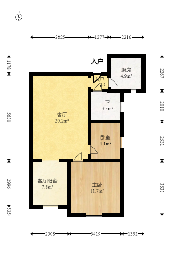 未来现代城  2室1厅1卫   39.00万室内图1