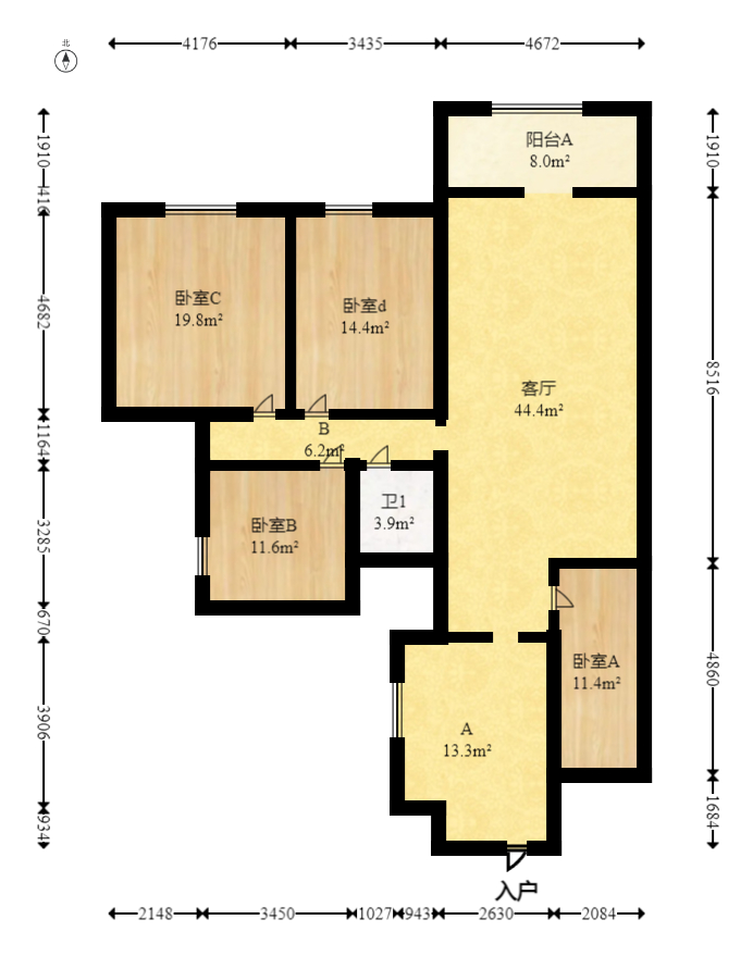工贸大厦  3室2厅1卫   116.00万室内图1