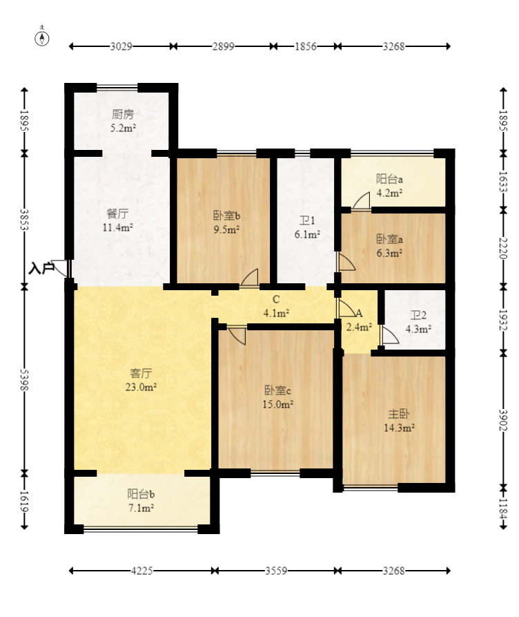 澳海谷山府 4室2厅2卫 114.5万 澳海谷山府 4室2厅2卫 114.5万户型图
