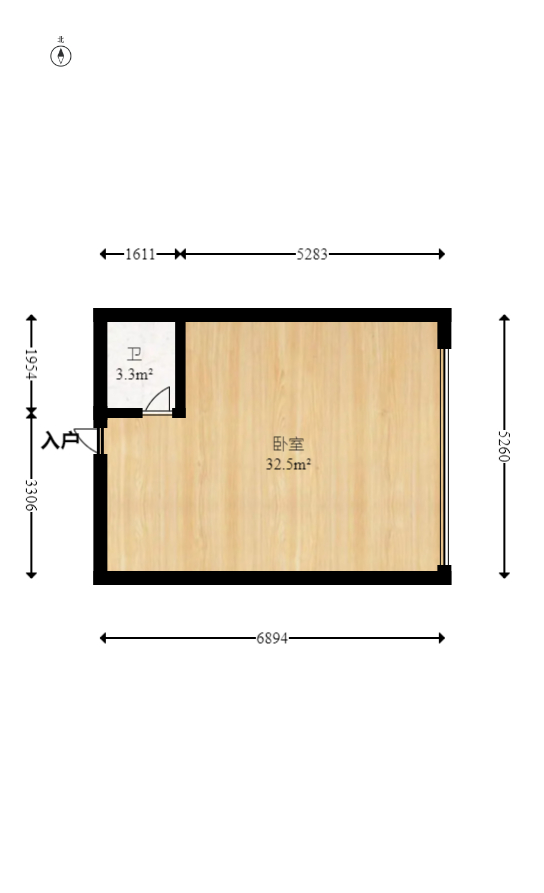 观园国际公寓  1室1厅1卫   43.90万室内图1