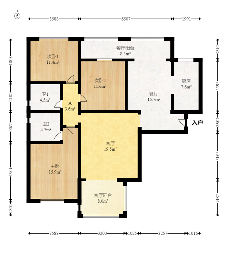 鹏基诺亚山林 3室2厅2卫 110.0万 鹏基诺亚山林 3室2厅2卫 110.0万户型图