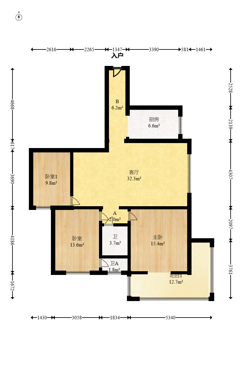 新华联家园  3室2厅2卫    149.8万室内图1