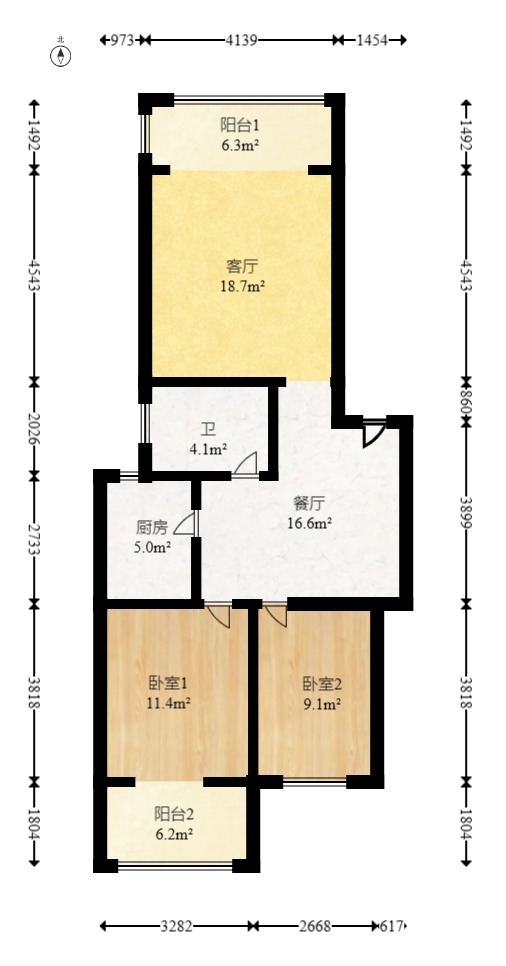 德馨园  2室2厅1卫   54.00万室内图1