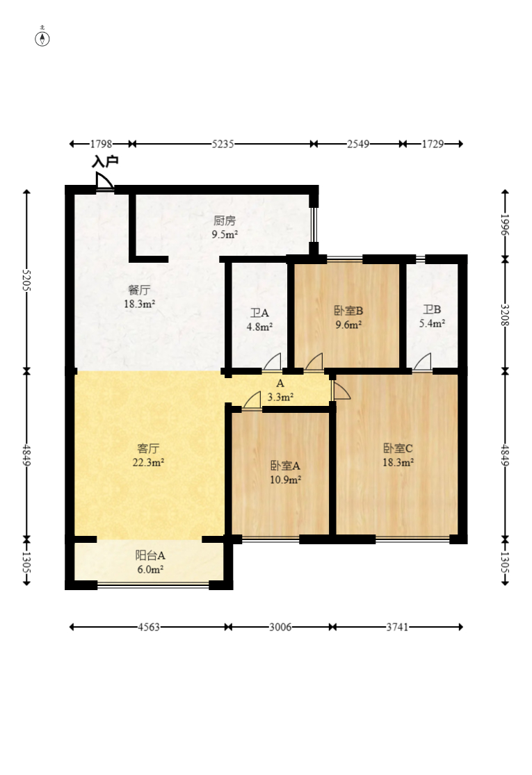 碧桂园南城首府（东宸林海）  3室2厅2卫   88.00万室内图1