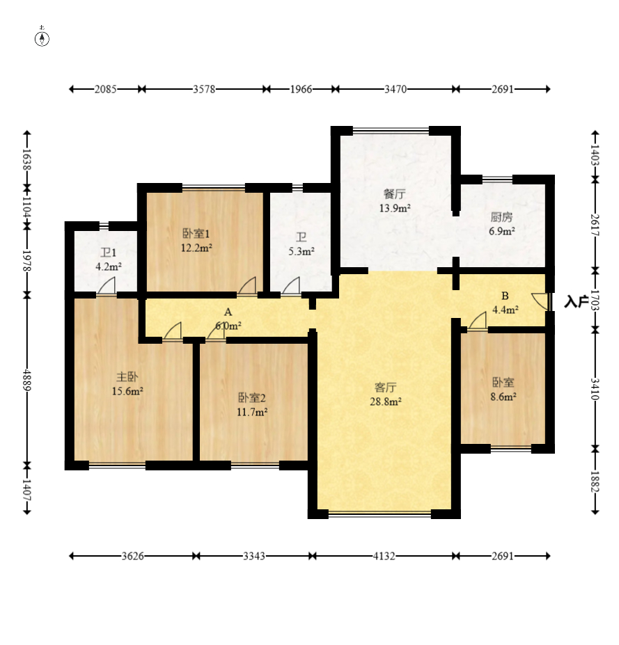 保利香槟国际 4室2厅2卫 113.8万 保利香槟国际 4室2厅2卫 113.8万户型图