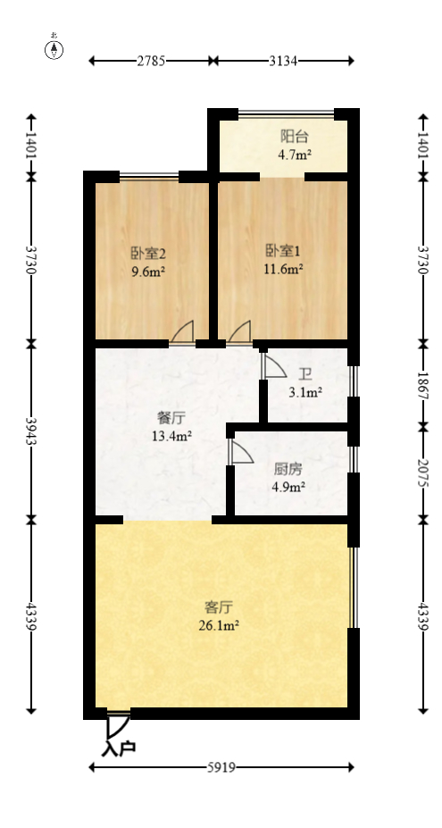 高桥财富大厦  3室2厅1卫   47.90万室内图1