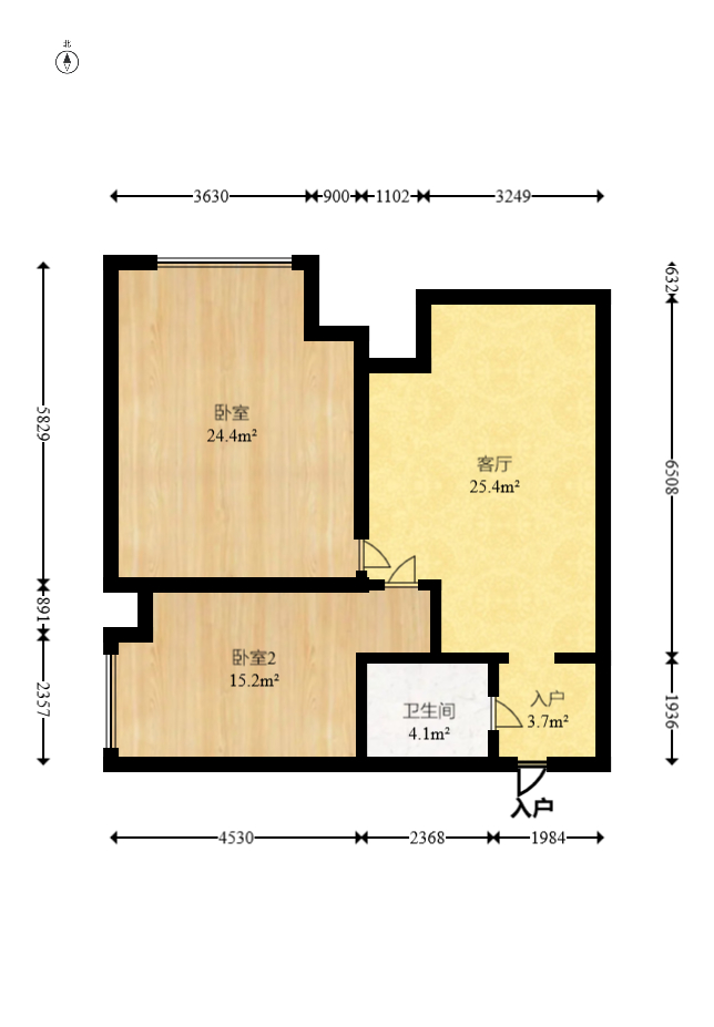东方美地  2室1厅1卫   59.80万室内图1