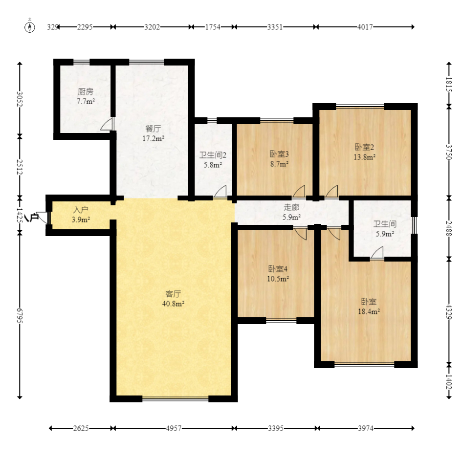 长房东云台  4室2厅2卫   189.00万室内图1