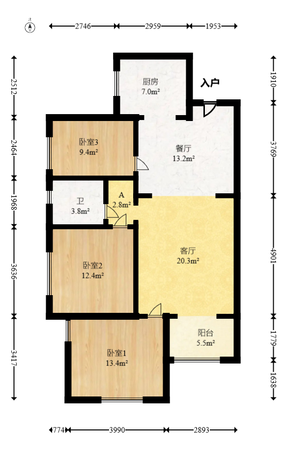 乾城（兴旺乾城）  2室2厅1卫   96.00万室内图1