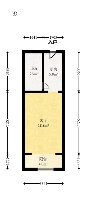 合能枫丹丽舍（柏悦名苑)  1室1厅1卫   42.80万室内图1