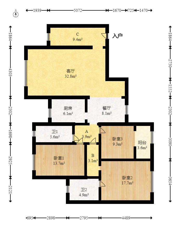 康斯丹郡（融程领秀佳园）  3室2厅1卫   97.00万室内图1