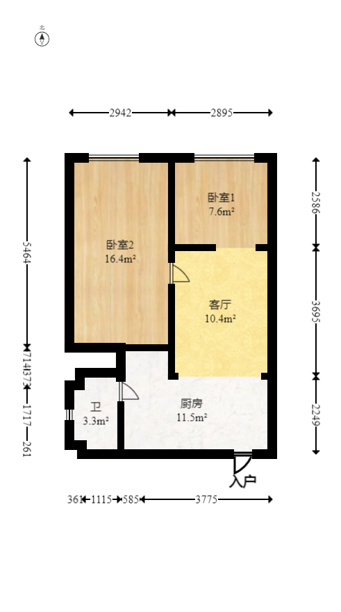 才子嘉都  2室2厅1卫   42.80万室内图1