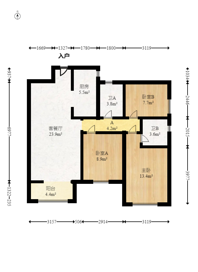 萬科里金域國際  3室2廳2衛(wèi)    225.0萬室內(nèi)圖1