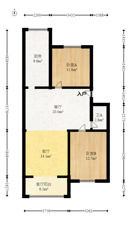 好家园  2室1厅1卫   45.00万室内图1