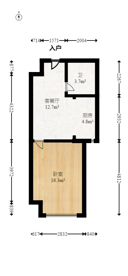 罗马国际公寓  1室1厅1卫   26.80万室内图1