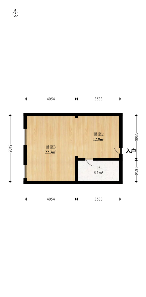 星宇V立方（旭和大厦）  1室1厅1卫   36.00万室内图1