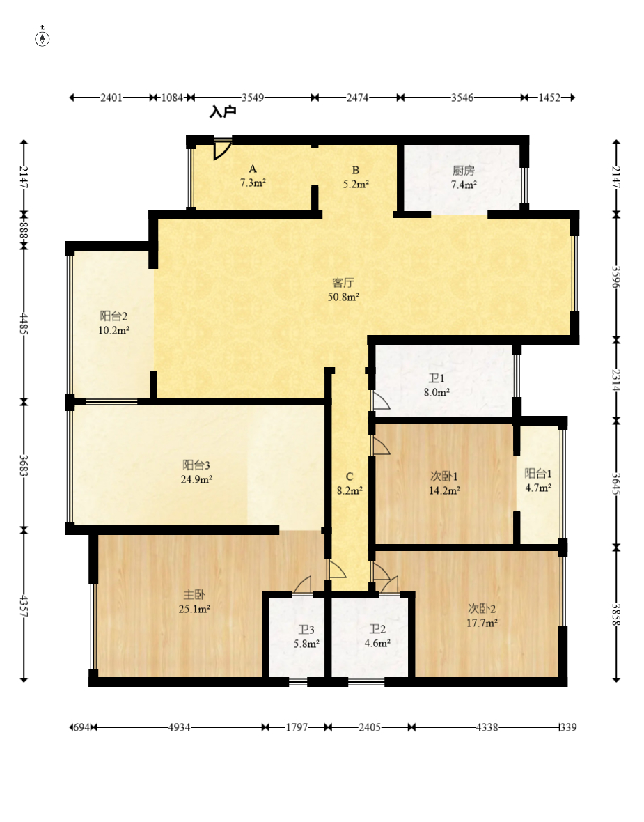 中建江山壹号  4室2厅3卫   409.00万室内图1