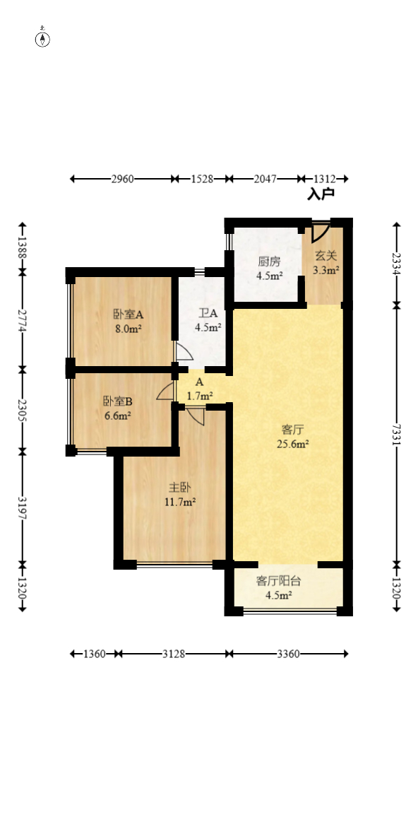 保利天禧D区  3室1厅1卫    149.96万室内图1