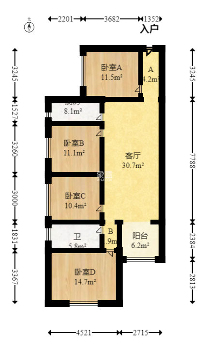 悦湖山  3室2厅1卫   65.00万
