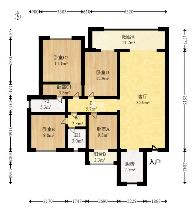 旭辉雨花郡  4室2厅2卫   180.00万