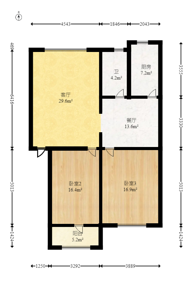马王堆海鲜市场小区  2室2厅1卫   58.00万室内图1