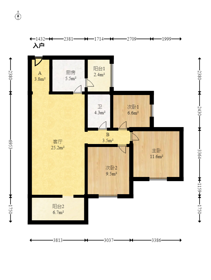 山语城三期  3室2厅2卫    65.0万室内图1