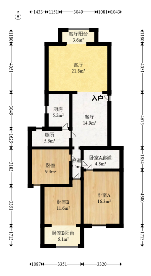 科教新村  5室2厅2卫   126.00万室内图1