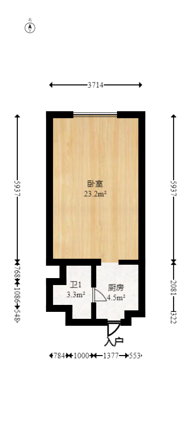 中海国际二期  1室1厅1卫   22.00万室内图1