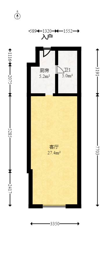 米兰春天  1室1厅1卫    20.0万室内图1