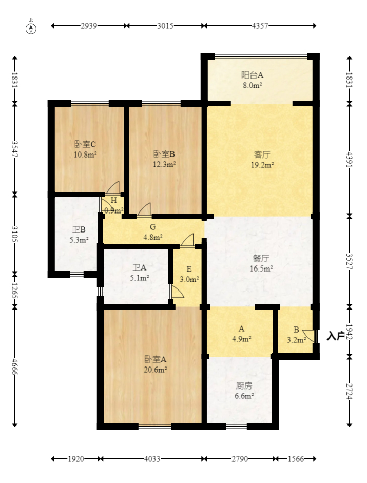 鼎丰前城  3室2厅2卫    100.0万 鼎丰前城  3室2厅2卫    100.0万户型图