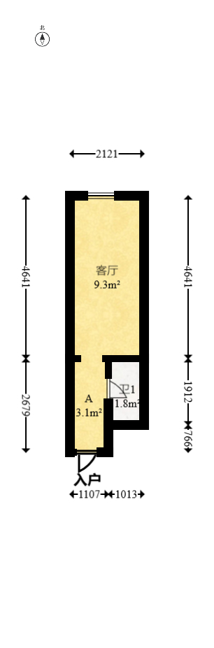 叠彩兰亭  1室1厅1卫   19.00万室内图1