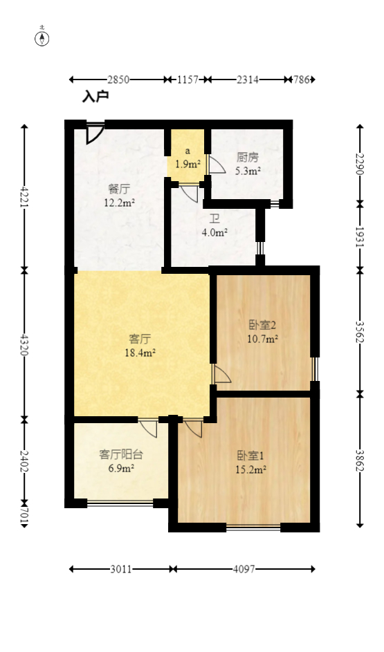 湘府9号  2室2厅1卫   78.00万室内图1