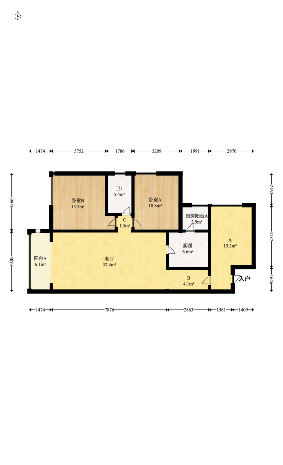 融科东南海 3室1厅2卫 90.0万 融科东南海 3室1厅2卫 90.0万户型图