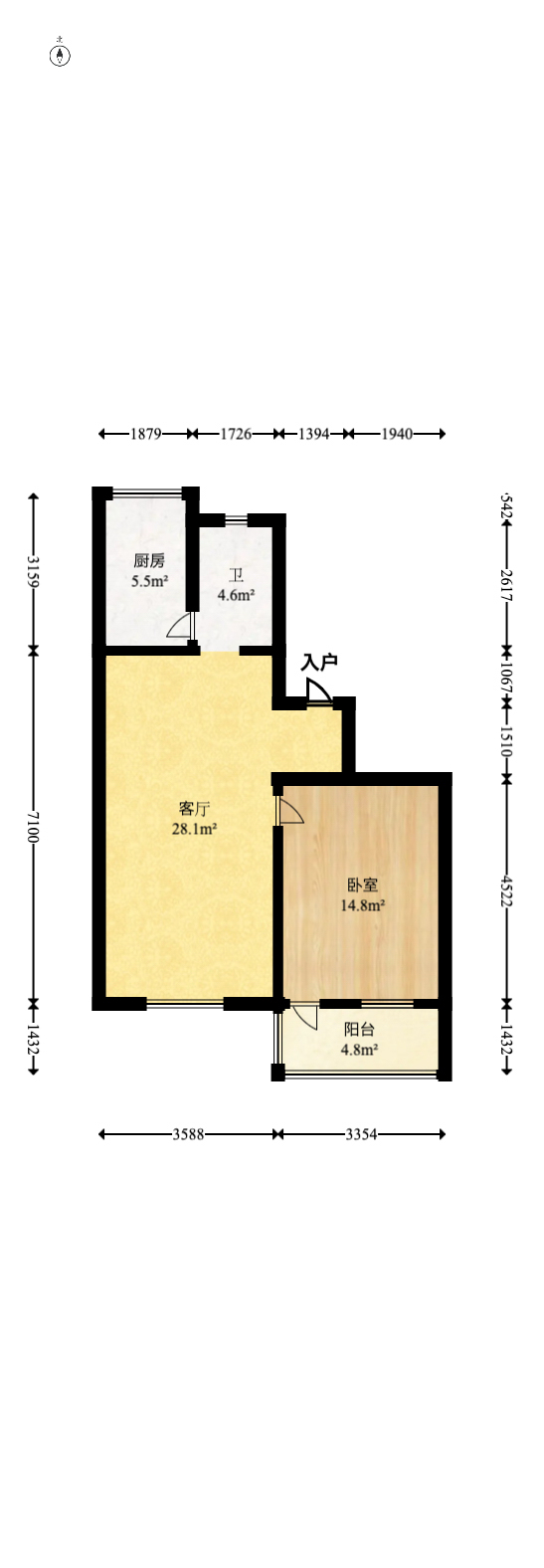 广厦新苑  1室1厅1卫   45.00万室内图1