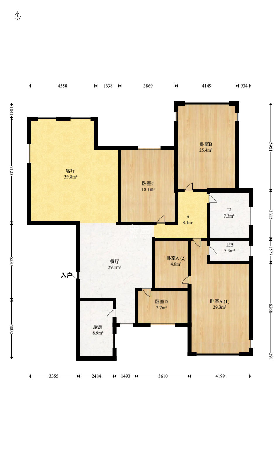 沁园春御院  4室2厅2卫   195.00万