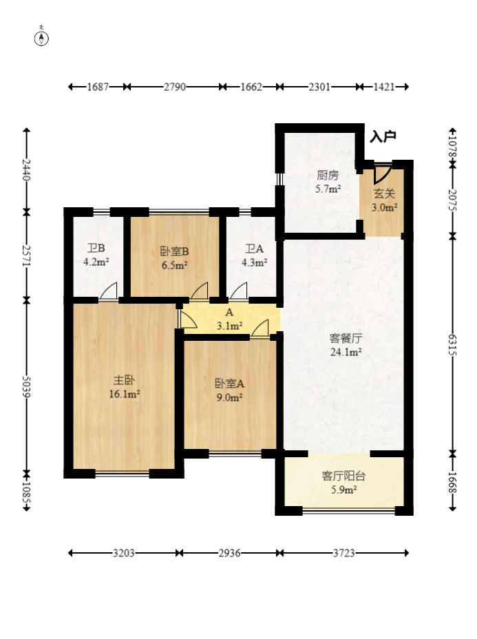 保利海德公园  3室2厅2卫   210.00万室内图1