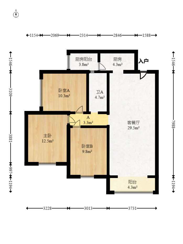 芙蓉别墅山庄（嘉湘华庭）  3室2厅1卫   120.00万室内图1