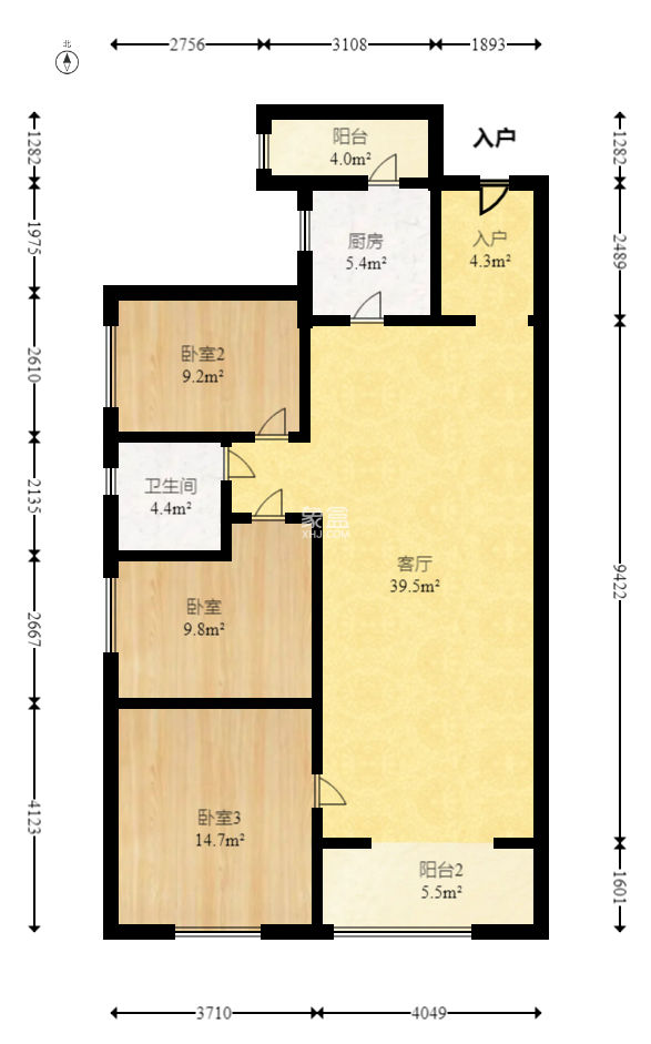 鑫苑芙蓉鑫家  3室2廳1衛(wèi)   115.00萬