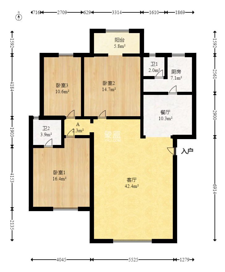眾立小區(qū)  3室2廳2衛(wèi)   76.00萬