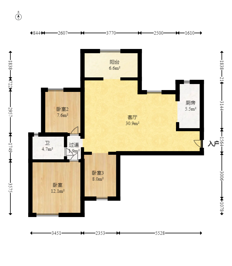 盛世耀凯  3室2厅1卫    78.8万 盛世耀凯  3室2厅1卫    78.8万户型图