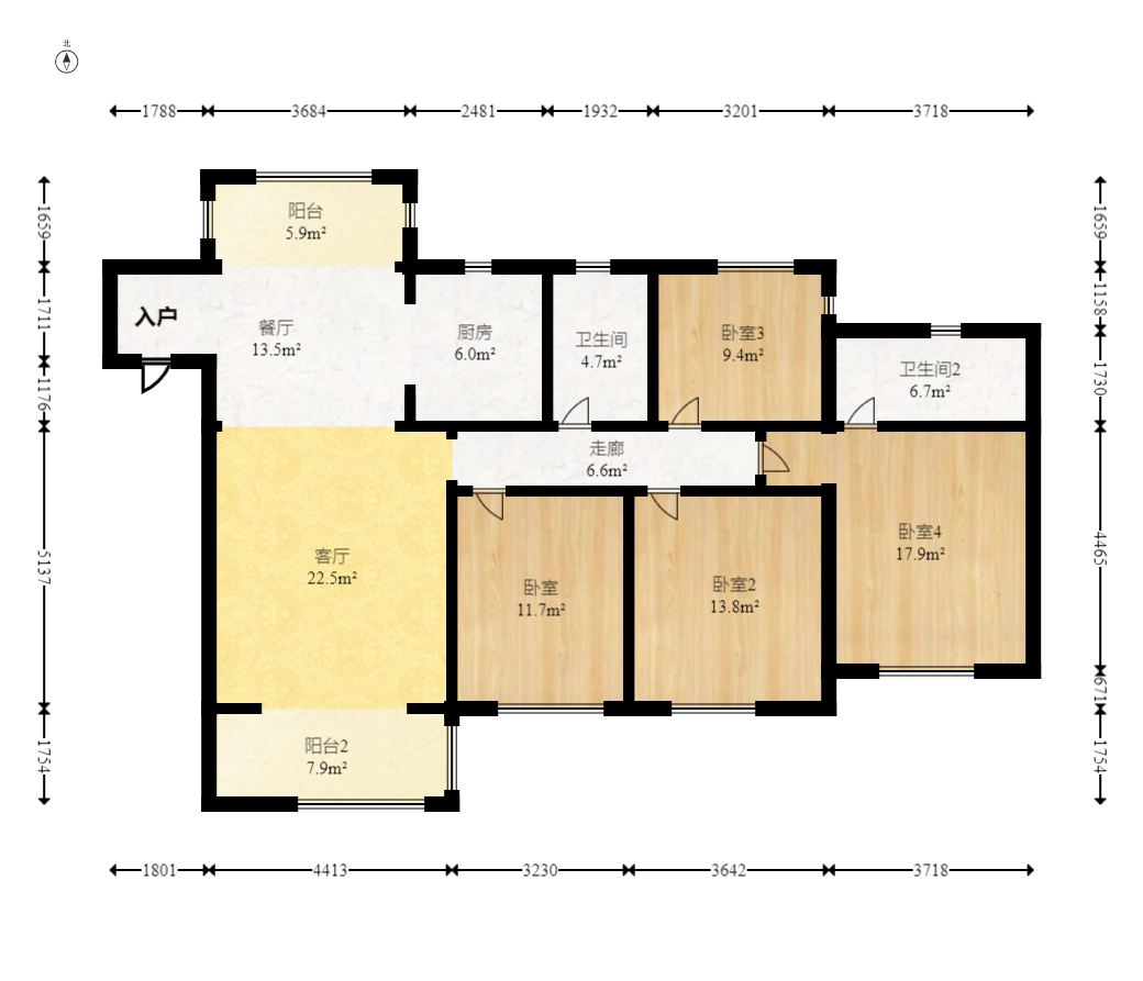 中交中央公园D1区  4室2厅2卫   160.00万室内图1