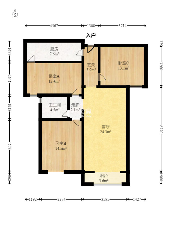 北辰中央公园B区  3室1厅1卫   81.50万